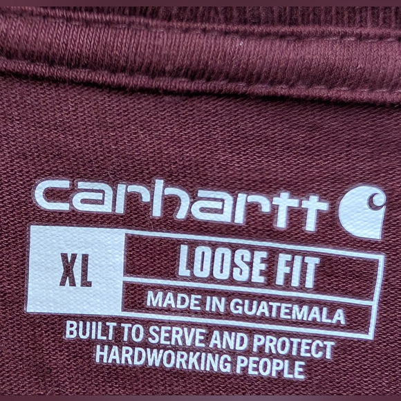 Carhartt Burgundy Maroon Long Sleeve Loose Fit Cotton T-Shirt - Picture 5 of 11